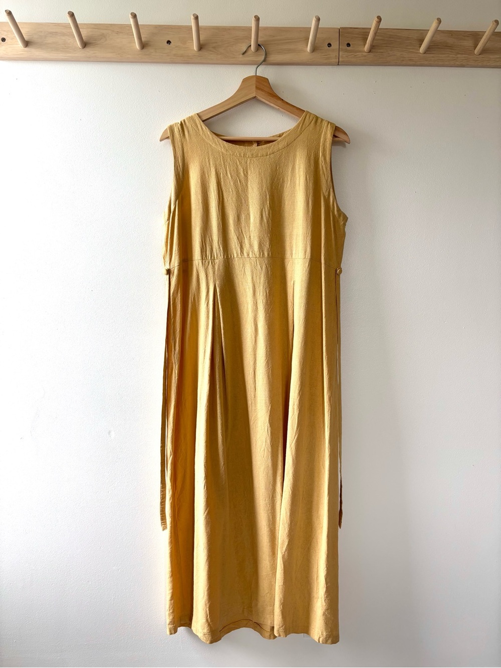 Vintage April Cornell Mustard Yellow Raw Silk Dress